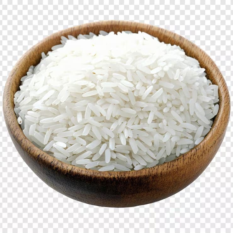 Premium Long Grain White Rice in Traditional Wooden Presentation Bowl